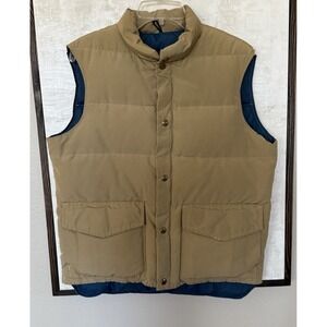 Vintage Woolrich VTG Made USA Tan Khaki Down Filled Puffer Vest Insulated Medium